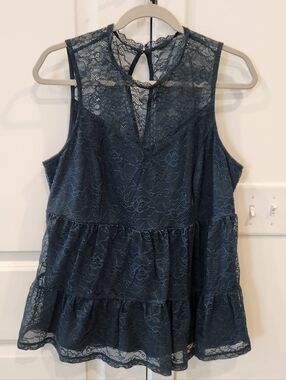 torrid Dark Teal Lace Tiered Sleeveless Camisole